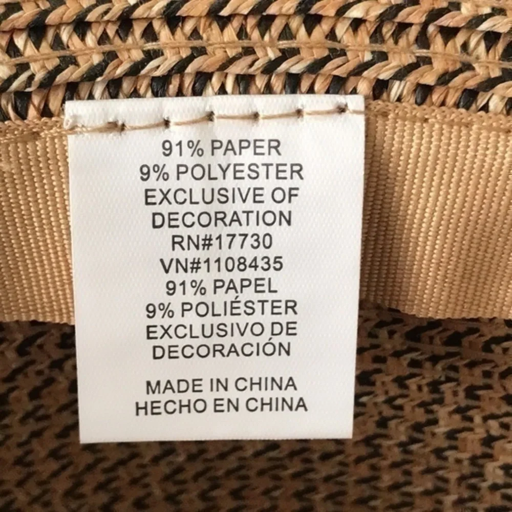 Hat Set White Black Brown Size aprox 20.7” paper/polyester Blend